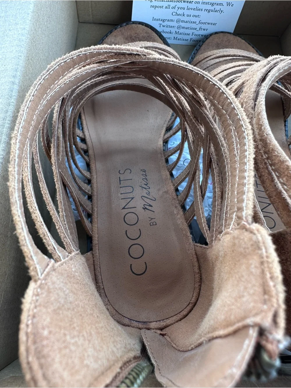 Coconuts by Matisse Neptune Tan Suede Gladiator Sandals Size 9M NIB